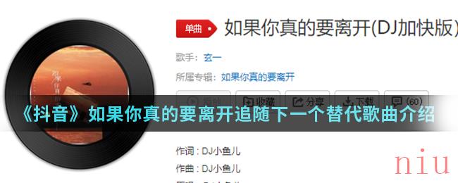 《抖音》如果你真的要离开追随下一个替代歌曲介绍