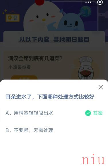 小宝鸡考考你耳朵进水了，下面哪种处理方式比较好