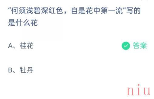 蚂蚁庄园花中第一流写的是什么花